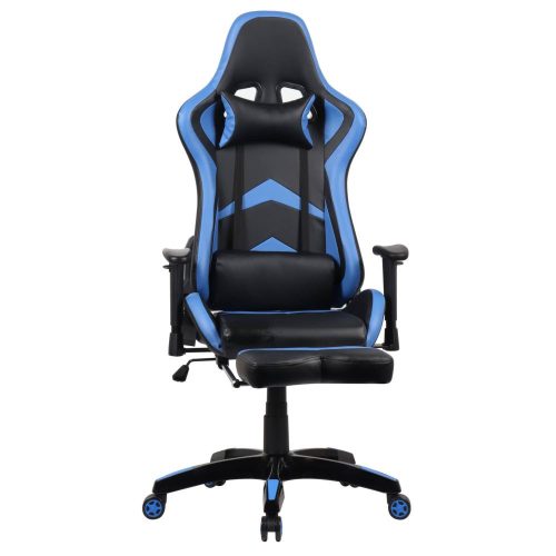 Irodai szék, forgó, PVC, fekete +kék