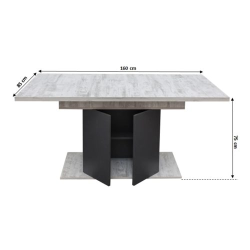 Étkezőasztal Sofia Fix / téglalap alakú, 8 személyes, antik fenyő + antracit, 160 x 85 x 75 cm 1C
