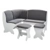Küchenecke mit 2 Stühlen, Saxonia, weiß + grau, 161,5 x 121,5 x 91 cm, 3C