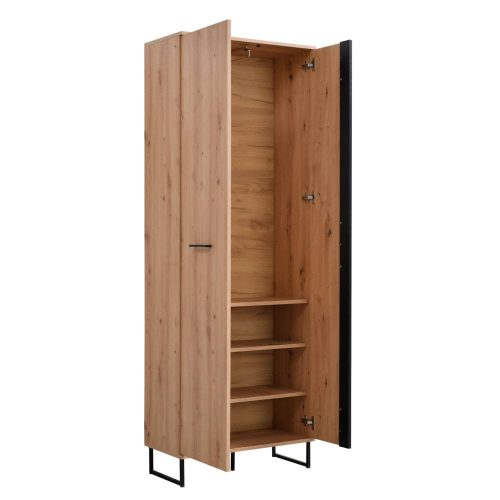 Vorraumschrank, Sardinia P2, Eiche + Schwarz, 705 x 350 x 1945 mm, 2C
