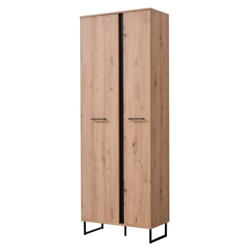 Vorraumschrank, Sardinia P2, Eiche + Schwarz, 705 x 350 x 1945 mm, 2C