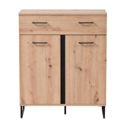   Vorraumschrank, Sardinien 2K1F, Eiche + Schwarz, 84,5 x 35 x 103,5 cm, 1C