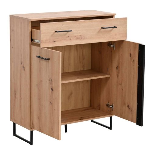 Vorraumschrank, Sardinien 2K1F, Eiche + Schwarz, 84,5 x 35 x 103,5 cm, 1C