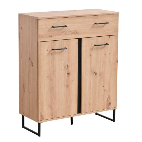 Vorraumschrank, Sardinien 2K1F, Eiche + Schwarz, 84,5 x 35 x 103,5 cm, 1C