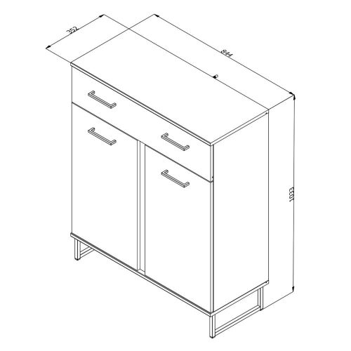 Vorraumschrank, Sardinien 2K1F, Eiche + Schwarz, 84,5 x 35 x 103,5 cm, 1C