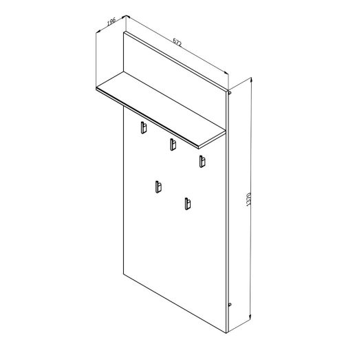 Wandaufhänger Umbria CIV, Eiche grau, 670 x 195 x 1370 mm, 1C