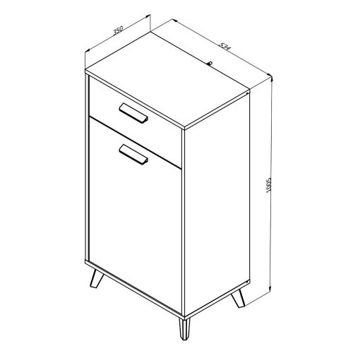 Flurschrank mit Schubladen, Umbria 1K1F, Eiche grau, 53,5 x 35 x 100 cm, 1C