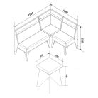 Konyhai sarokülő Texas, fehér + szürke, 158 x 118 x 87,5 cm, 2C