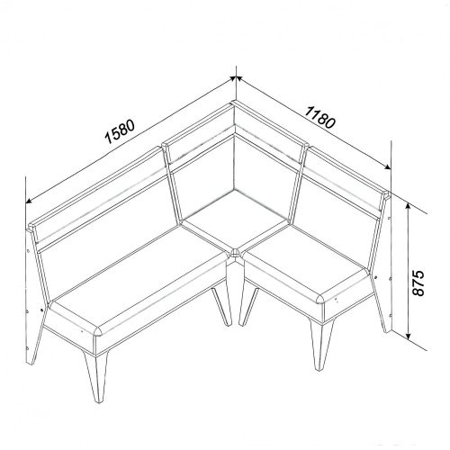 Konyhai sarokülő Texas, dió + barna, 158 x 118 x 87,5 cm, 2C