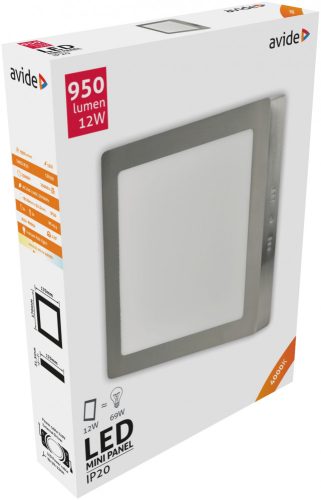 Falra Szerelhető Négyzetes Mennyezeti Lámpa ALU Szatén Nikkel 12W NW 4000K Avide LED