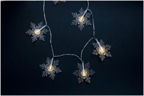 Weihnachten Indoor Girlande Kunststoff Schneeflocke 10 LED WW 1m (2AA nt.) Entac