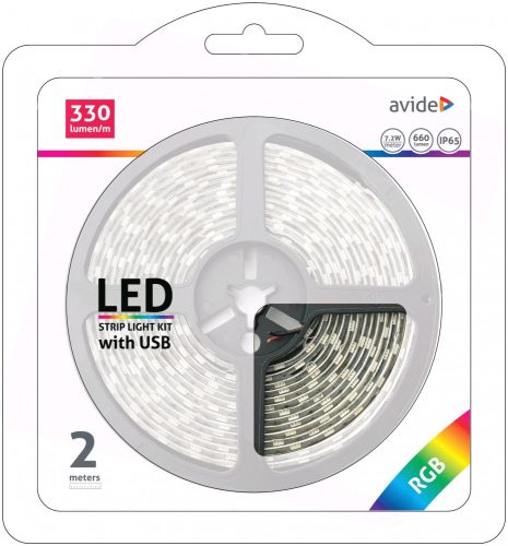 LED Streifen Blister 5V 7,2W SMD5050 30LED RGB IP65 2m