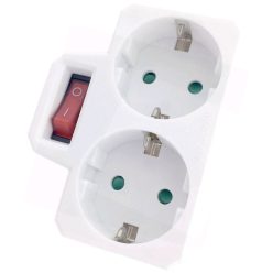 Hálózati Adapter 2 Aljzat (2 Földelt) Kapcsolóval