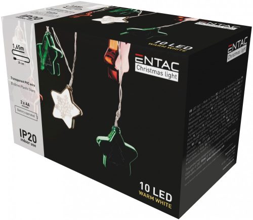 Weihnachten Indoor Color Star 60mm Girlande 10 LED WW 1,65m (2AA nt.) Entac