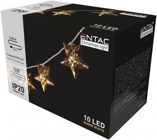 Weihnachten Indoor Metal Gold Star 10 LED WW 1,65m (2AA nt.) Entac