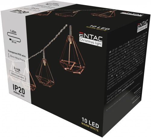 Weihnachten Indoor Girlande mit Metallrahmen 10 LED WW 1,65m (2AA nt.) Entac