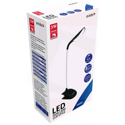  Tischlampe Clip-on Schwarz LED 3W