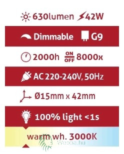 Halogen G9 42W 2000h