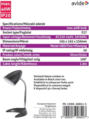 Tischleuchte Avide Basic C Base S Silber