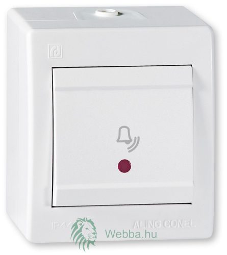 POWER falra szerelhető nyomógombos csengőkapcsoló LED visszajelzővel IP44, fehér
