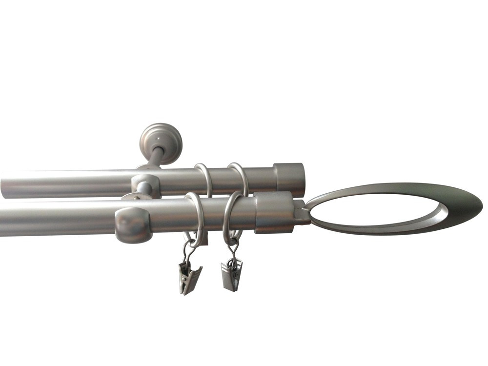 Dupla függönykarnis nikkel színű, fém galéria 19 mm / 240 cm + kiegészítők YF035240D-SN Dupla függönykarnis nikkel színű, fém galéria 19 mm / 240 cm + kiegészítők YF035240D-SN